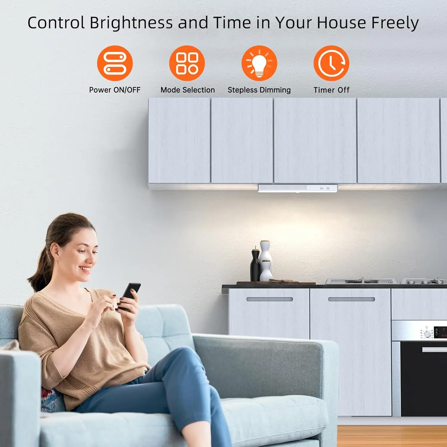 6-Pack Rechargeable Motion Sensor LED Closet Lights with Dimmer, 8'' Under Cabinet Lighting for Wardrobe Kitchen