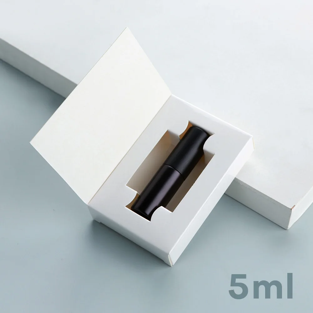 50 Stück/Lot 5 ml 10 ml mattschwarze Parfümflasche mit Verpackungsbox, Zerstäuber-Sprühflasche, nachfüllbar, mit Logo-Aufdruck, extra kostenpflichtig – Detail 8
