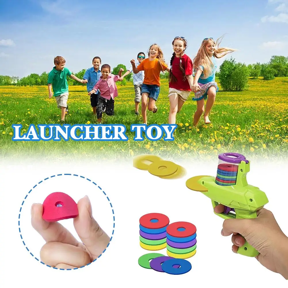 1pc aléatoire enfants jeu de plein air mousse disque pistolet jouet disque volant tir lanceur pistolet Double Parent-enfant interactif enfants jouet