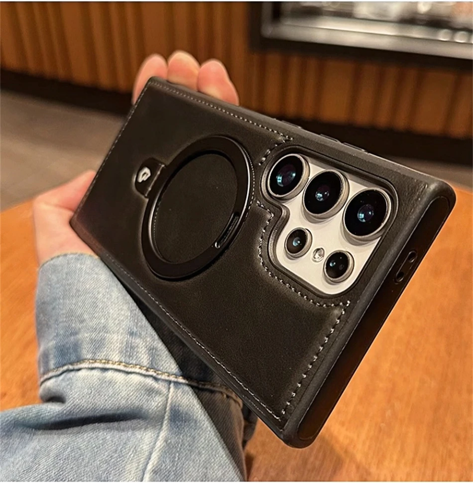Etui magnetyczne w stylu retro ze skóry biznesowej do Samsung Galaxy S25 S24 Ultra S23 S22 Plus Bezprzewodowe, odporne na wstrząsy etui do Magsafe — zdjęcie produktu 6