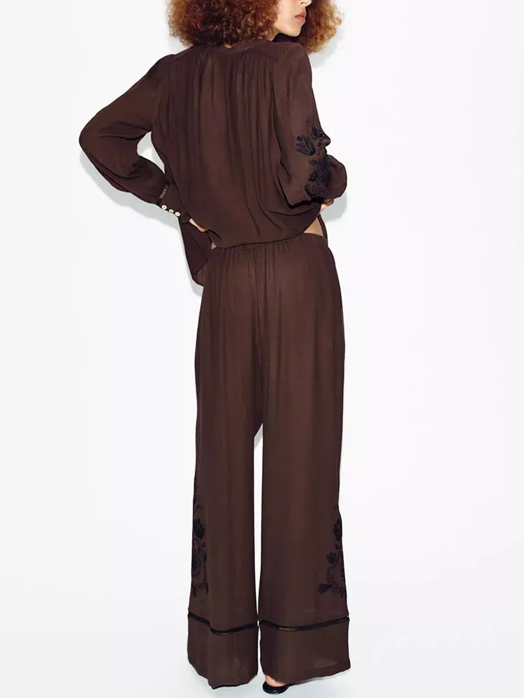 Spring New Arrival Women's Long Sleeve Shirt Wide Leg Pants European Style Fashion Outerwear Casual Comfortable Fit