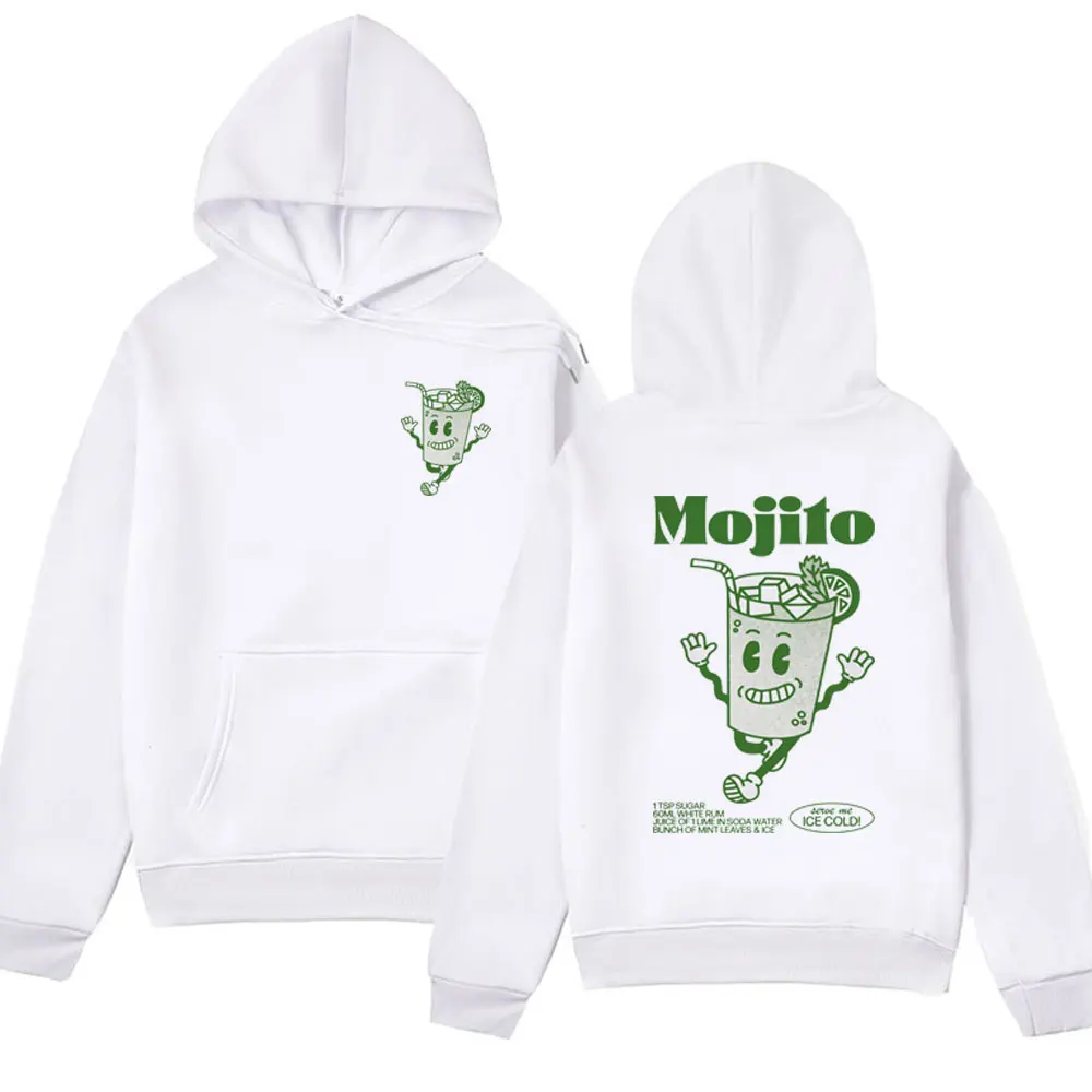 Funny Mojito Cocktail Print Hoodie Men Women's Fall and Winter Fleece Sweatshirt Fashion Oversized Long Sleeve Hoodies Male Tops