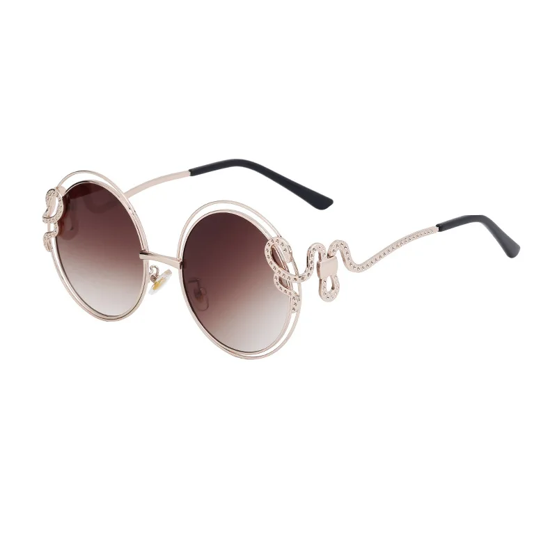 INS-gafas de sol circulares de Metal para mujer, espejo decorativo para fotografía callejera al aire libre, sombrilla de fiesta de lujo, UV400