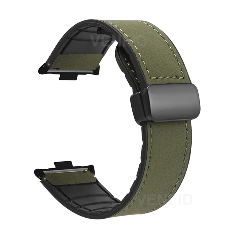 حزام جلدي مغناطيسي لساعة Xiaomi Mi Band 9/Mi Band 8 Pro من السيليكون الناعم حزام ساعة رياضية حلقة سوار لساعة Redmi 5/4