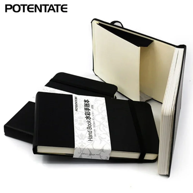 potentateA5/A6 Watercolor Notebook 300g/m 24Sheets Travel Hand Painting Notebook for Water Color Diary Student Art Supplies