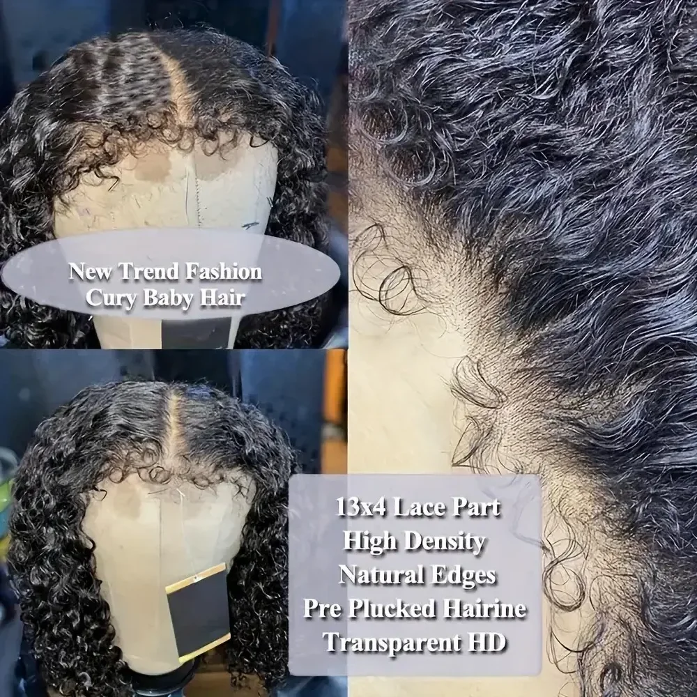 Geeta Curly Wigs Bob Wig 13x4 Kinky Curly Lace Front Human Hair Wig 100% Bob 4C Edges Frontal Wig Human Hair Short Wig for Women