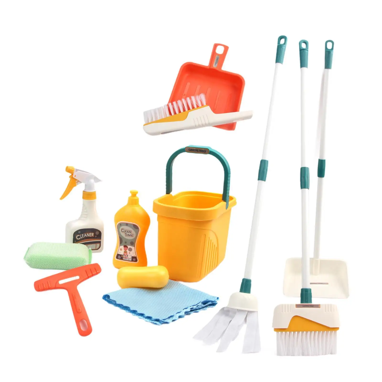 Kids Cleaning Playset Birthday Gifts Mop Dust Pan Housework Cleaning Toy Early