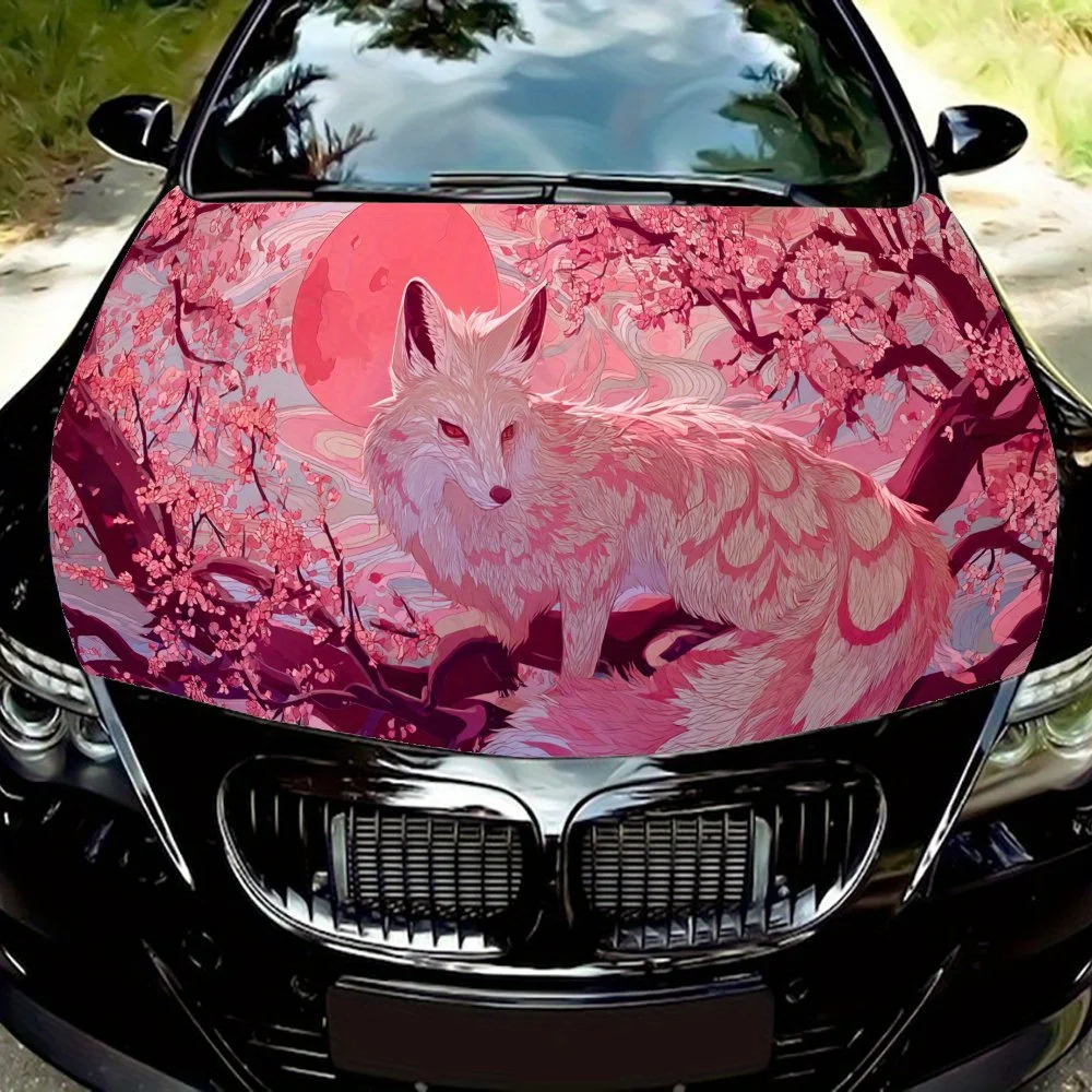 

Виниловые обертывания для автомобиля Phantom Cherry Blossom и Fox с принтом ПВХ, самоклеящаяся водонепроницаемая наклейка на капот автомобиля, украшение автомобиля Protecti