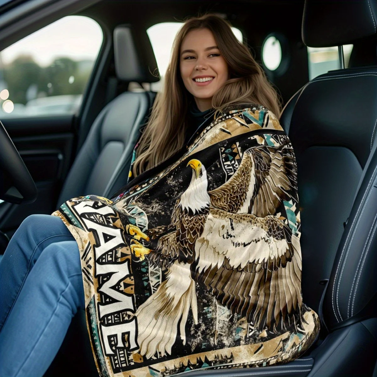 1 قطعة اسم مخصص شخصي القبلية النسر الأصلي الأمريكية تصميم بطانية لينة الفانيلا الفراش للأريكة والتخييم والسفر