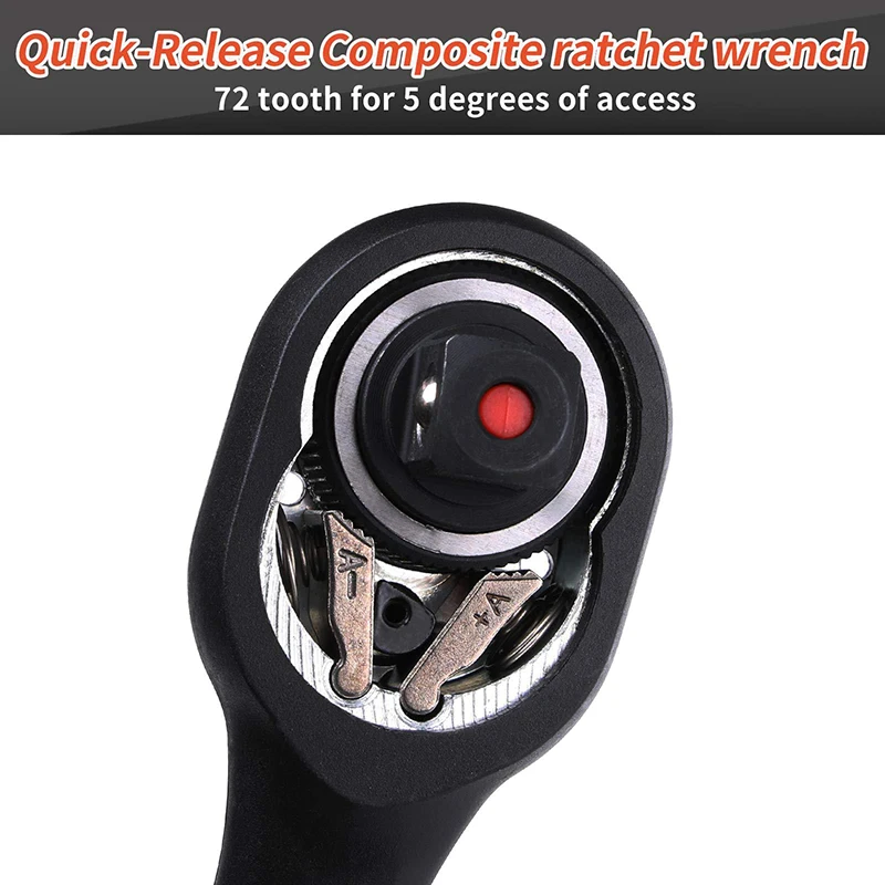 3-piece Set Of 72-tooth Bending Handle Ratchet High Torque Reversible Quick Release Ratchet Socket Wrench For Car Repair