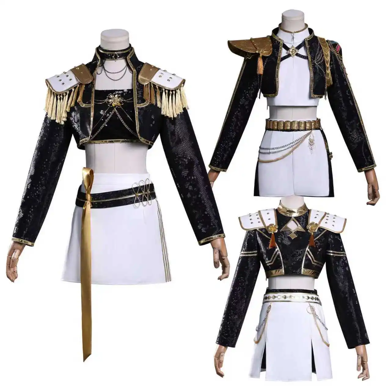 أزياء رومي زوي ميرا التأثيرية KPop شيطان الصيادين التأثيرية بدلة سوداء ذهبية جديدة شعر مستعار للفتيات لحفلات الهالوين بدلات لعب الأدوار #5