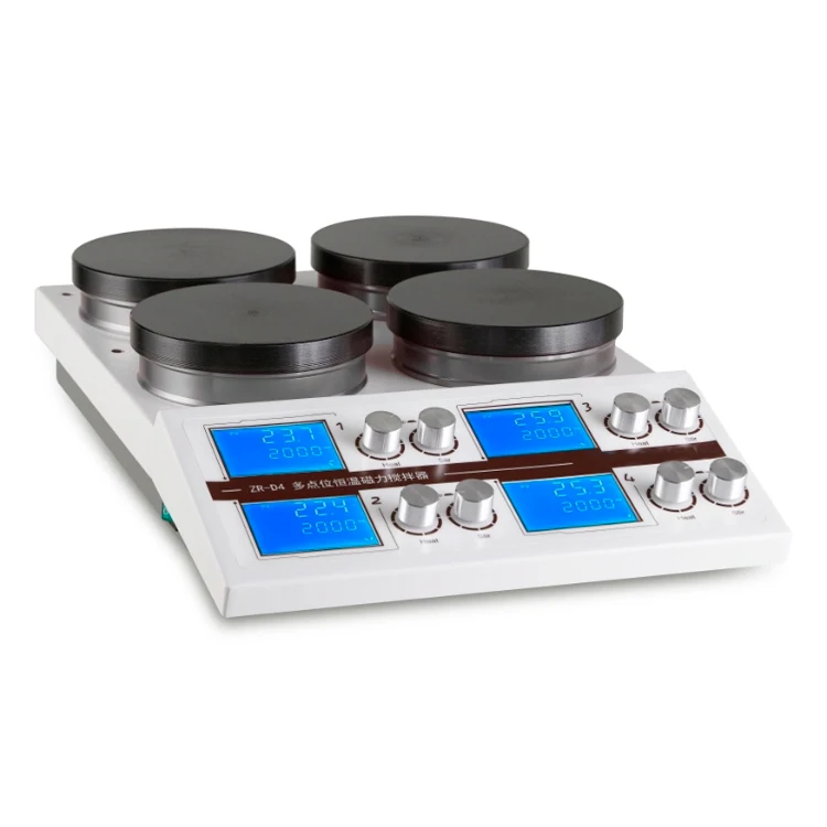 ZR-D4 Laboratory Ceramic Panel Heating 4 Position Multipoint Hot Plate Magnetic Stirrer