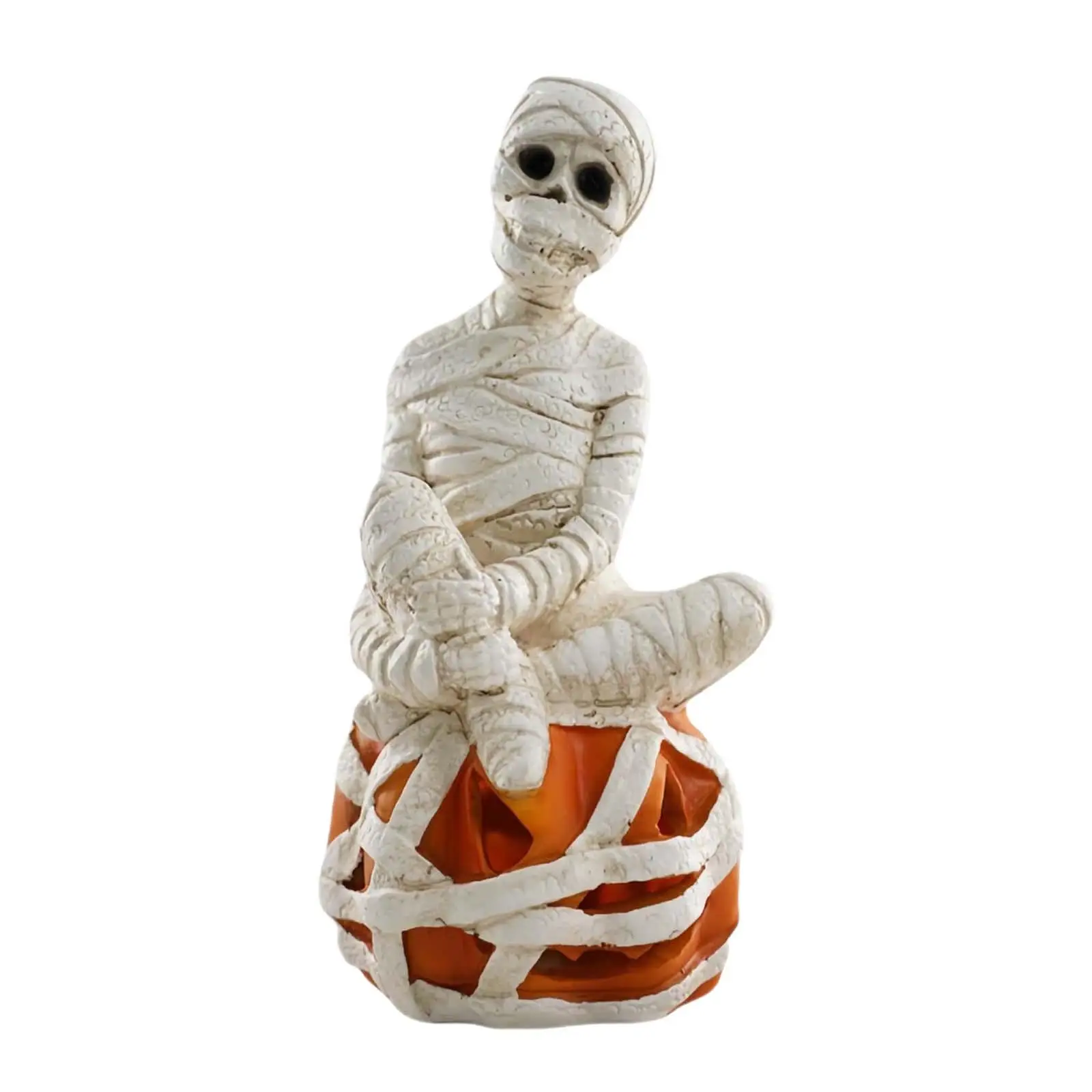 Pumpkin Skeleton Statue Garden Figurine for Fall Celebration Tabletop Indoor