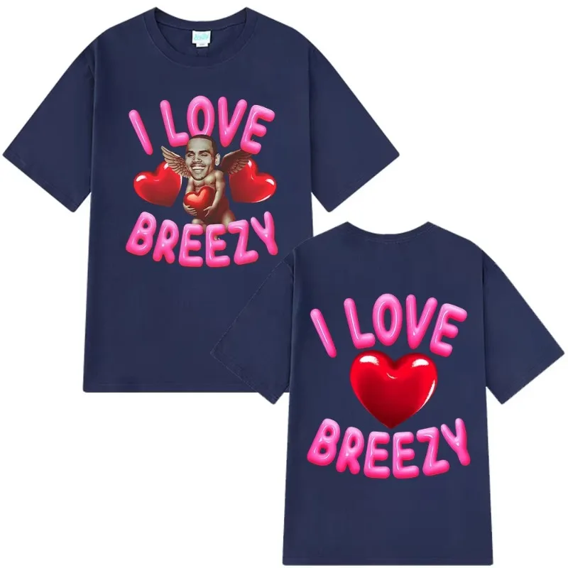 Rapper Chris Brown I Love Breezy Bowl XX Tour T-shirt Men Women Fashion Hip Hop T Shirt Oversized Cotton Casual T-shirts Tops