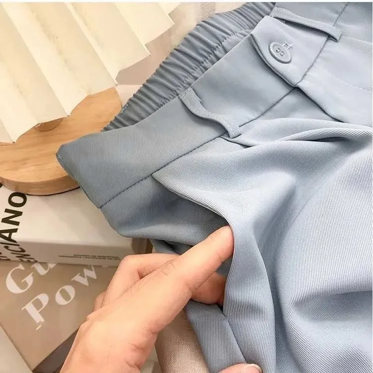 JOEVILU Women's High Waist Straight Ankle Pants Summer Minimalist Office Pants Fluid Silky Tapered Trouser Multi Options Clothes