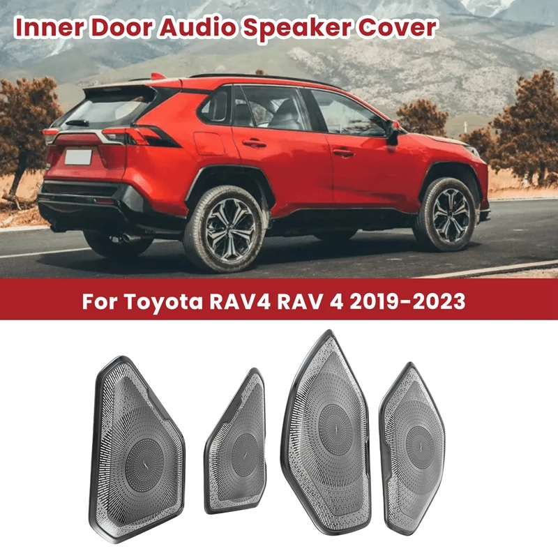 

Car Inner Door Audio Speaker Cover Trim Door Stereo Loudspeaker Frame Accessories For Toyota RAV4 RAV 4 2019-2023 Black