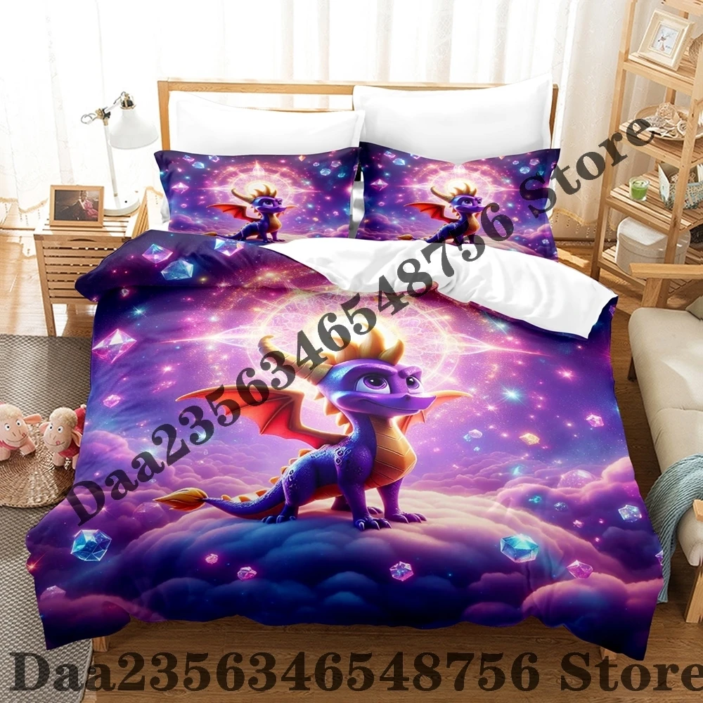 Dragon and Gold Coins spyro reignited trilogy Bedding Set Single Twin Full Queen King Size Bed Set Bedroom Duvetcover Set Anime