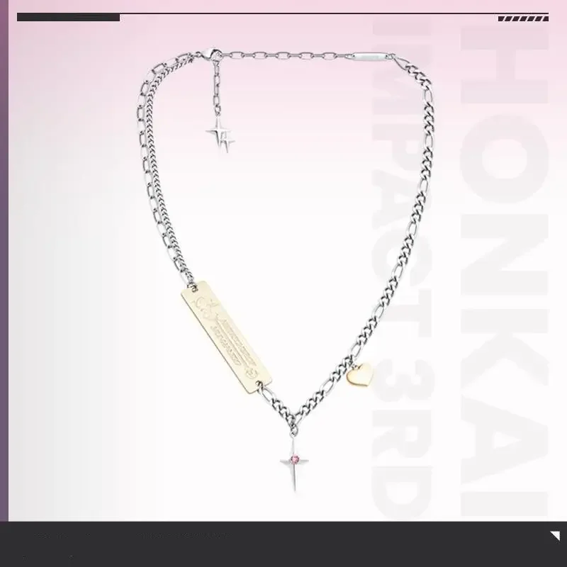 Hot Game Honkai Impact 3 Cosplay Jewelry Elysia Herrscher of Human Ego Theme Necklaces Metal Chain Pendant Couple Gift
