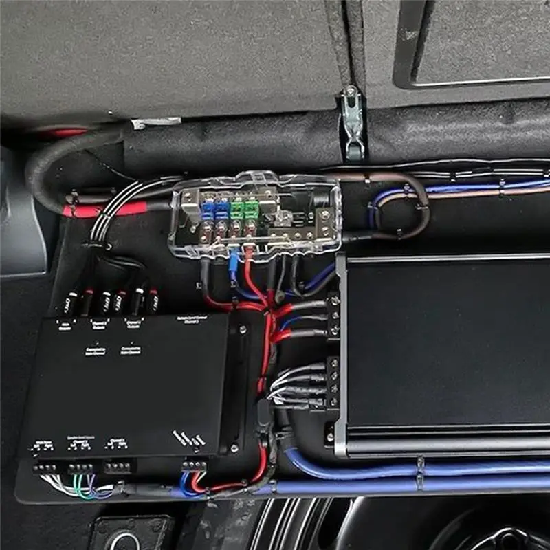 

Блок распределения питания AT16, блок распределения питания с предохранителем для автомобильной аудиосистемы, 4-контактный блок предохранителей MIDI для авто UTV, стереоусилителя для лодки