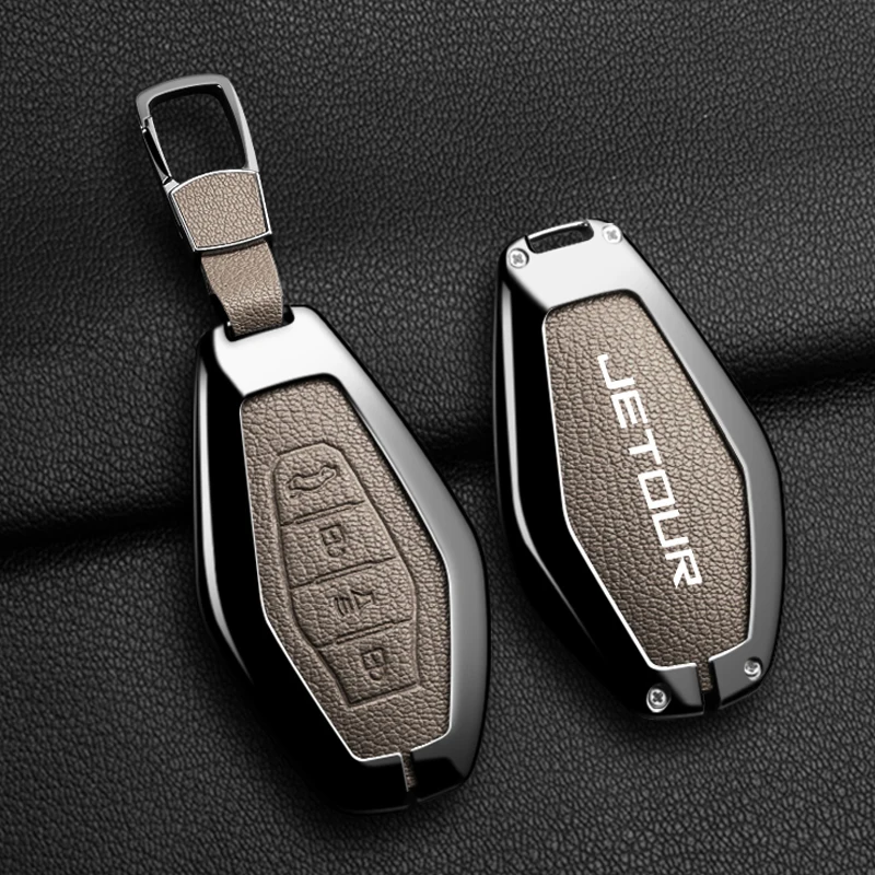 

Zinc Alloy Goatskin grain Car Remote Key Fob Case Cover For Chery JETOUR X70 X70plus X70m X90plus X95pro Keychain Accessories
