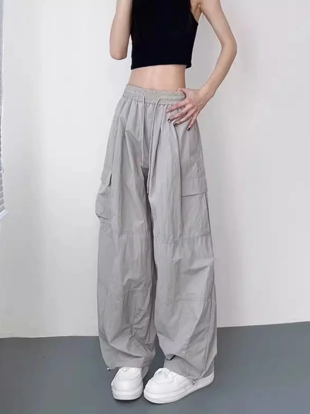 

Большой размер 300, рабочая одежда в стиле ретро, широкие брюки, мужские летние тонкие ледяные шелковые брюки, повседневные спортивные длинные брюки