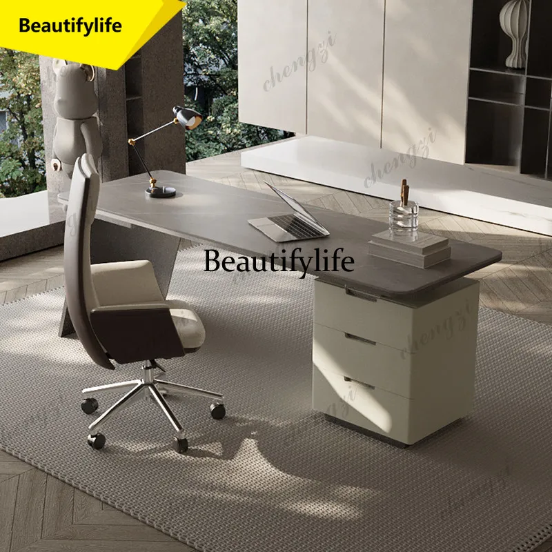 

A17 Italian Luxury Sintered Stone Computer Desks Modern Simple Study Bedroom Office Desk High End Writing Desk Office Furniture