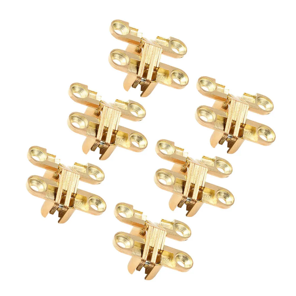 6Pcs Gold Hidden Hinge Zinc Alloy Folding Table Shelf Cabinet Door Flap Hinge Furniture Hardware Elegant Quiet Long Service Life