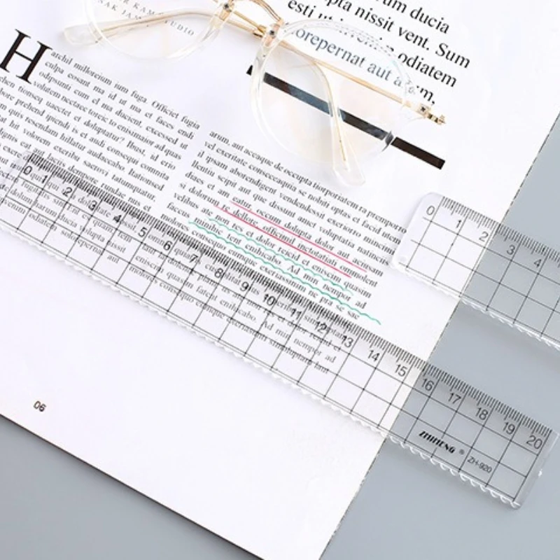 1/3Pcs Simple15cm 18cm 20cm Transparent Simple Ruler Square Ruler Cute Stationery Drawing Supplies