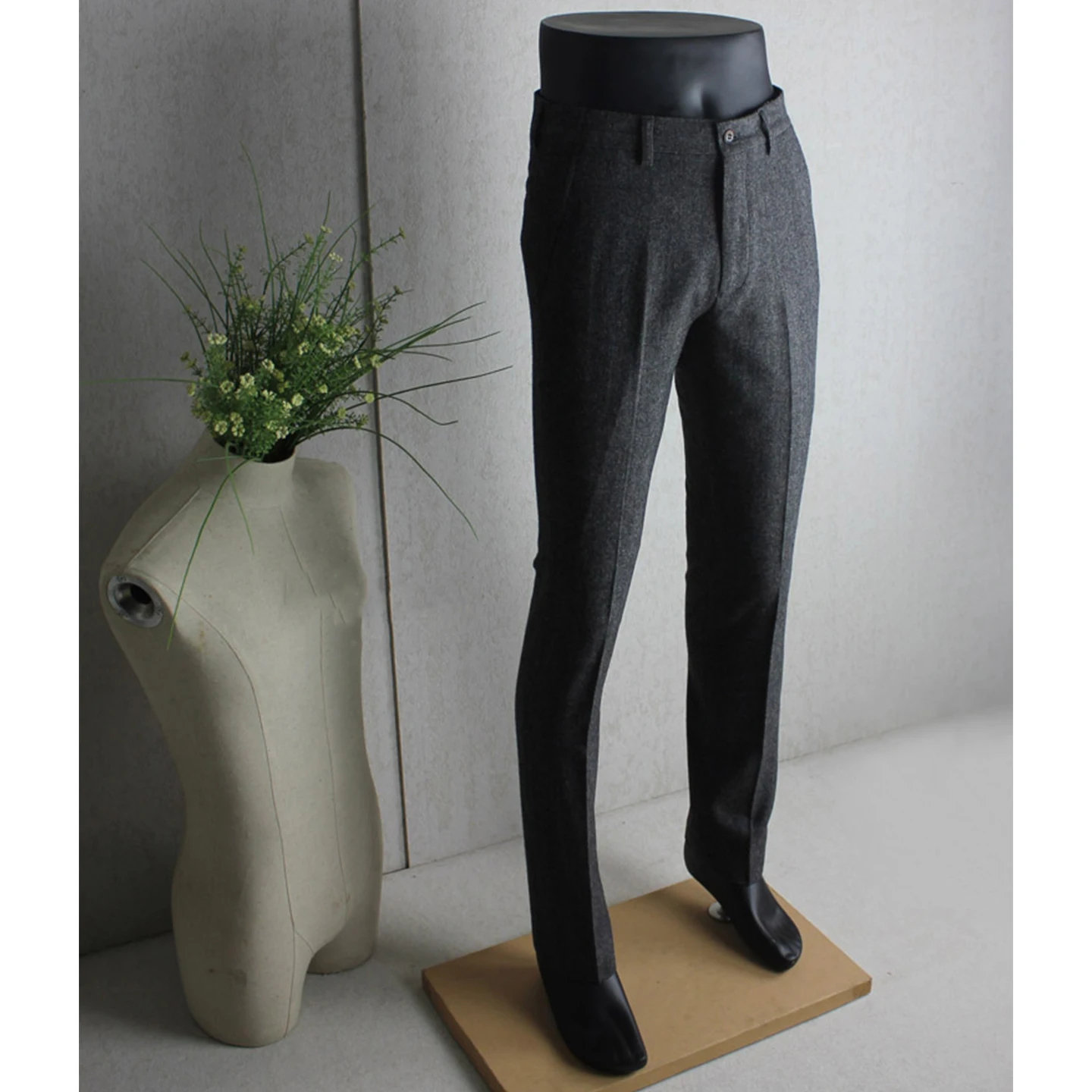 

Autumn and Winter New Herringbone Woolen Trousers, Business Casual Trousers, Men's Trousers, Dark Gray Commuting Versatile Trousers