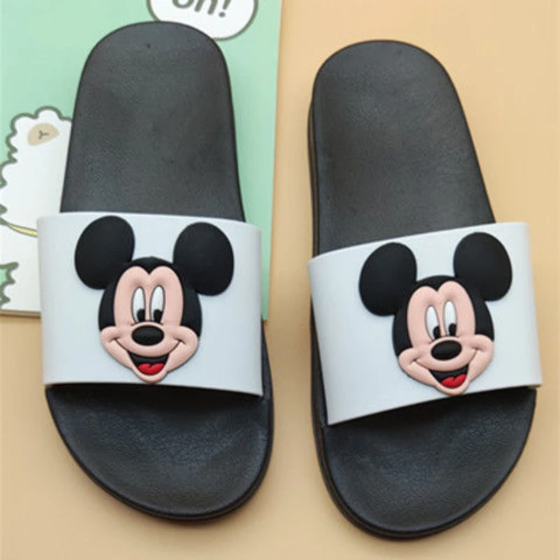 Disney Slippers Women Mickey Mouse Summer Children\'s Home Indoor and Outdoor Non slip Parent-child Cartoon Slippers Couple Shoes