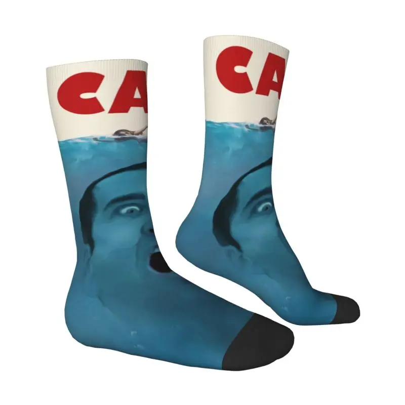 Engraçado Nicolas Cage Crew Socks para homens e mulheres, meias de vestido unissex, primavera, verão, outono, inverno