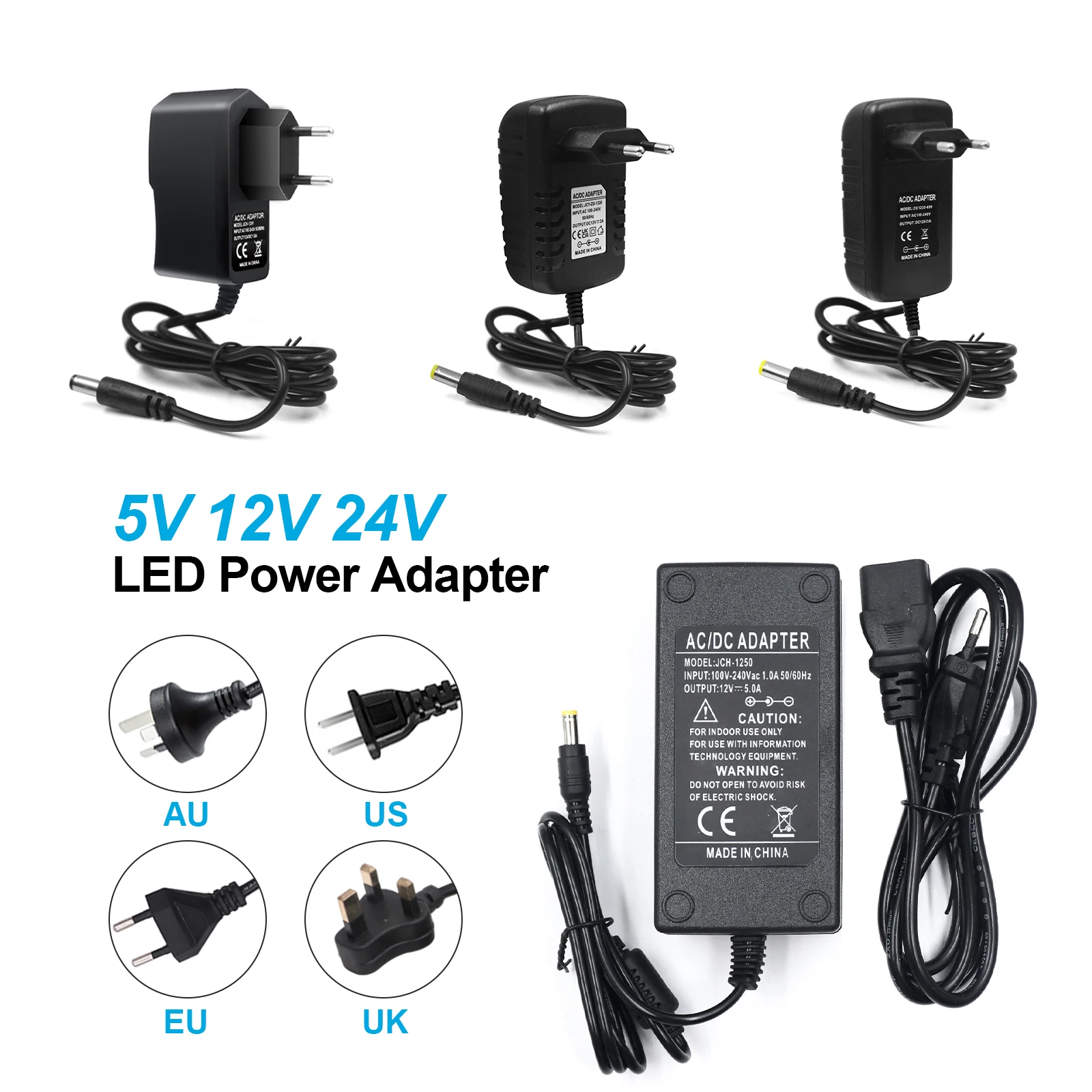 DC 5V 12V 24V Switching Power Supply Adapter 1A 2A 3A 5A 6A 8A 10A Source AC 100V-240V To 5V 12V 24V Lighting Transformer