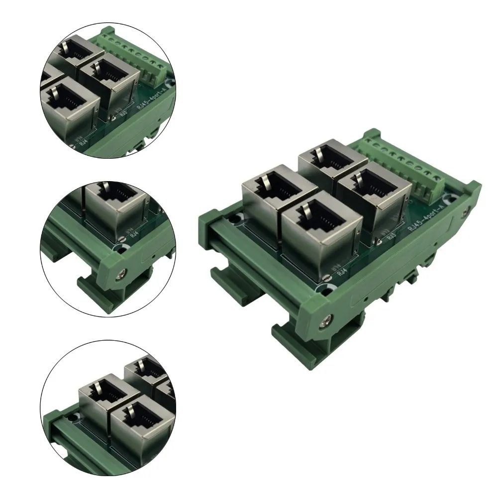 4 Port Network Connector Adapter 51mm X 87mm X 42mm 8P8C Ethernet Block Screw Clamp Terminals Space-saving Layout