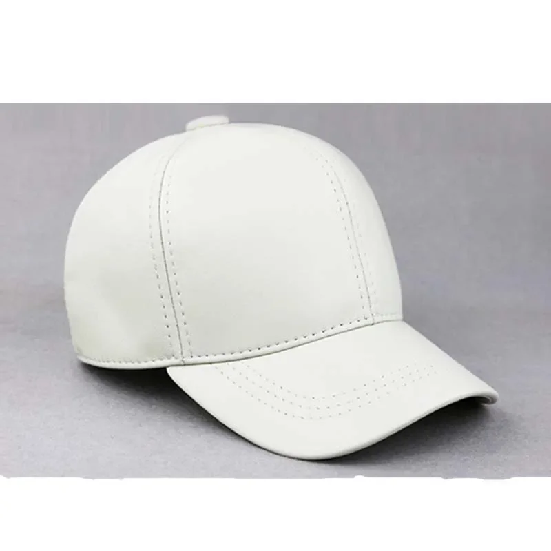 New 2023 Autumn Man Genuine Leather Baseball Caps Male Casual Sheeskin Belt Warm 56-60 Adjustable Sprot Flight Hats
