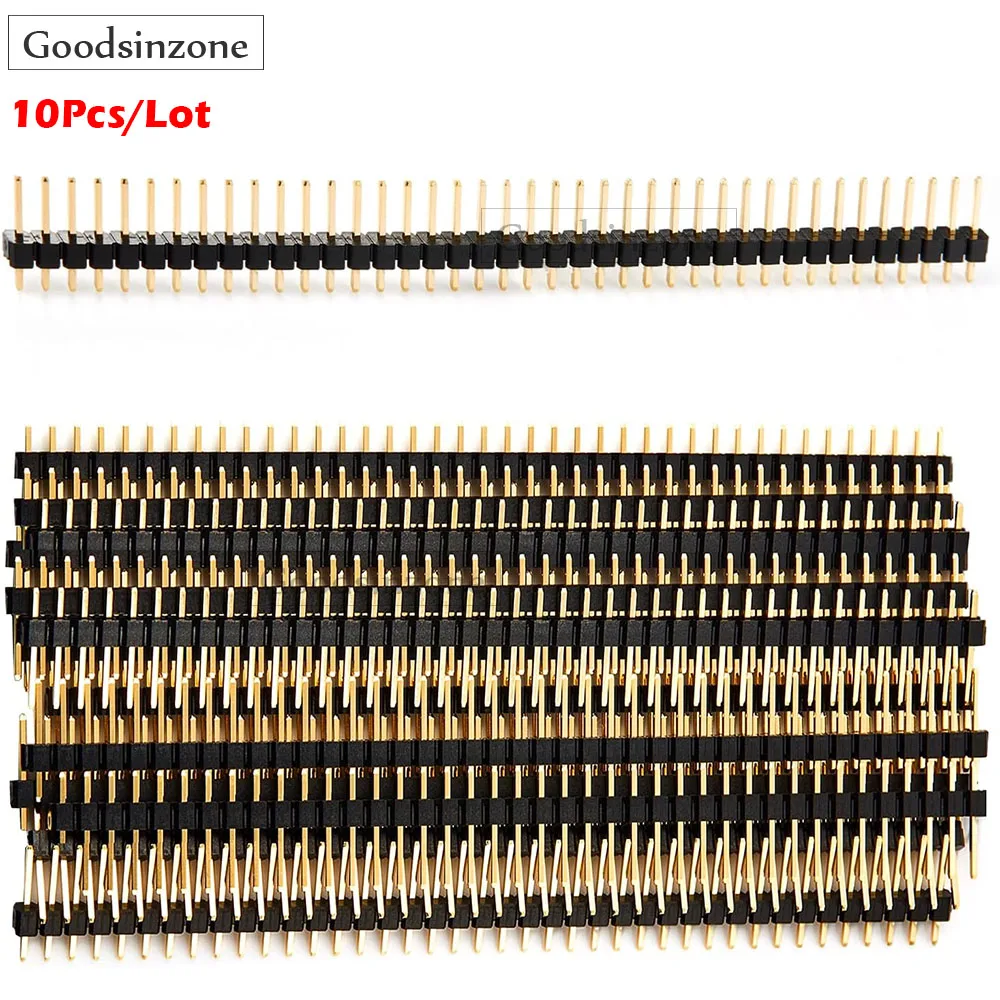

10 шт./лот 2,54 мм штекерные разъемы GPIO для Arduino, штифтовая полоса заголовка, однорядная позолоченная для разъема печатной платы