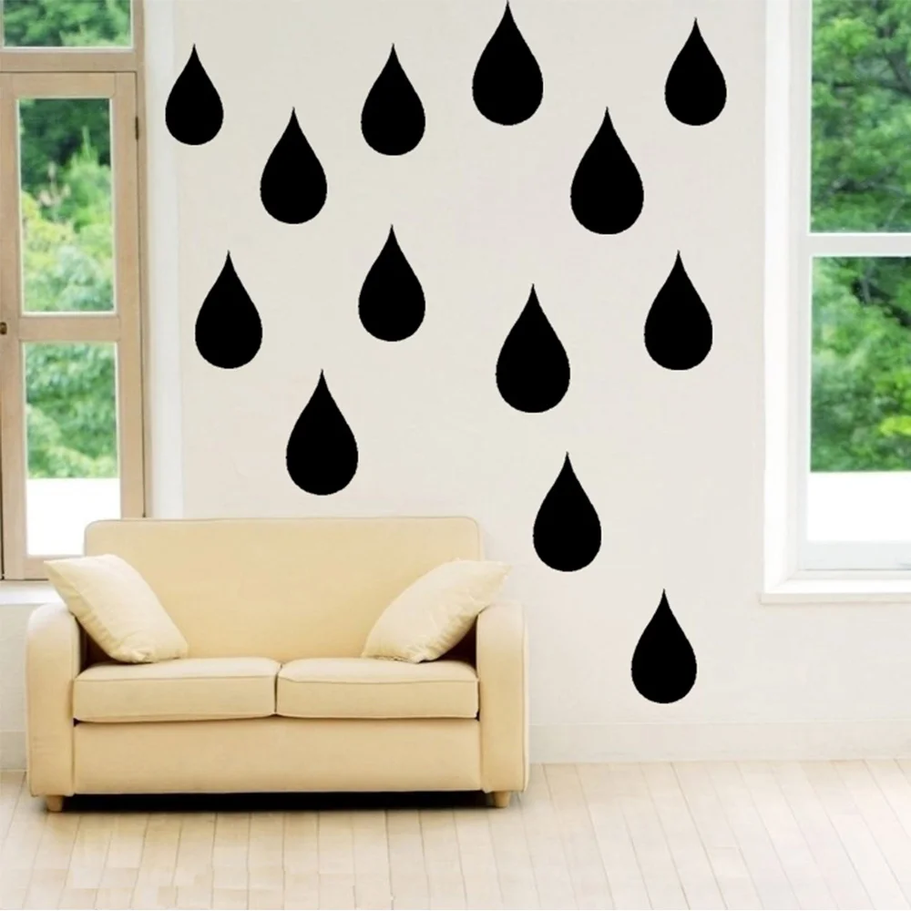 Wall Decal Vinyl Stickers for Kids Room, DIY Raindrop, Sticker for Room, Office, Kitchen Decor, Home Decoration, 60 Pcs per Set