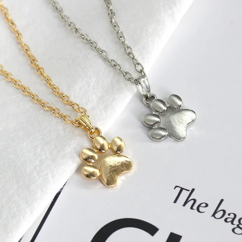 Silver Color Animal Necklace For Women Delicacy Accessories Cat's Paws Pendant Necklace Geometry Punk Cute Jewelry Gifts