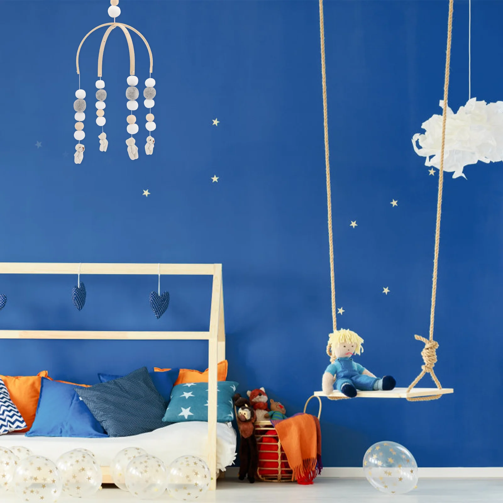 Baby Crib Wooden Wind Chime Modern Color Nursery Mobile for Baby Room Birthday Gift Newborn Gym Nursery Mobile Crib