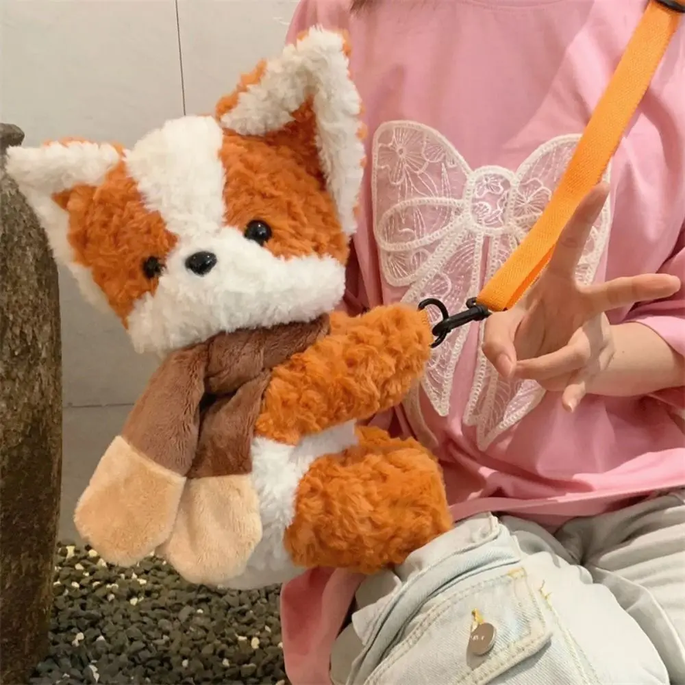 

Little Orange Dog Scarf Dog Crossbody Bag Brown Corgi Kawaii Corgi Doll Plush Bag Cartoon Creative Animal Plush Backpack Outdoor