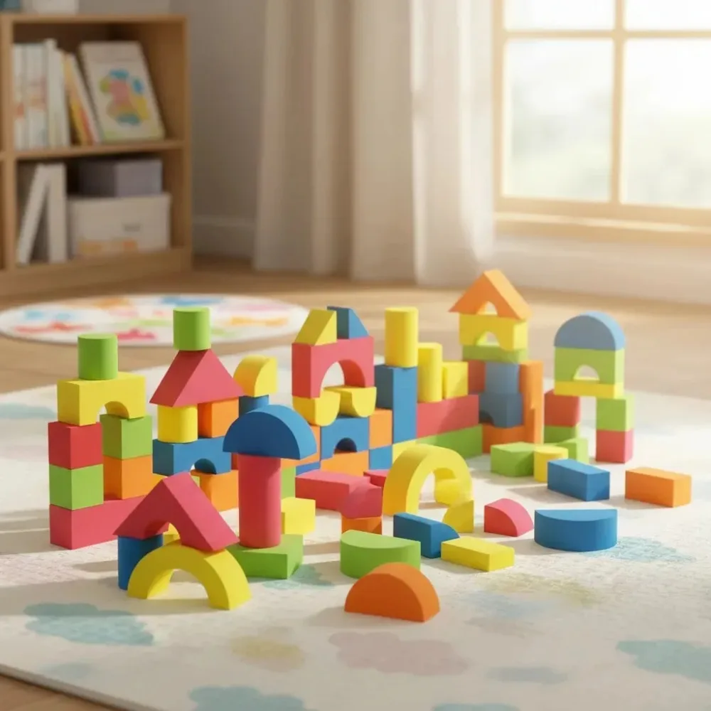 

Versatile block stacking toy featuring random and fun colorful geometric block shapes, perfect for children's holiday gifts
