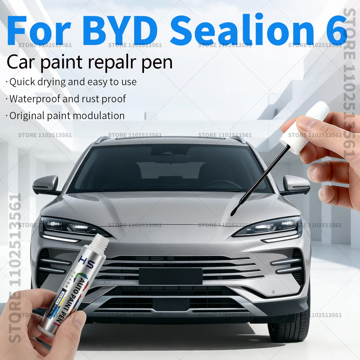 

Карандаш для ремонта краски, средство для удаления царапин, аксессуары для авто DIY для BYD Sealion 6 2023-2025: Azure Blue, Baltic Black, White, Grey