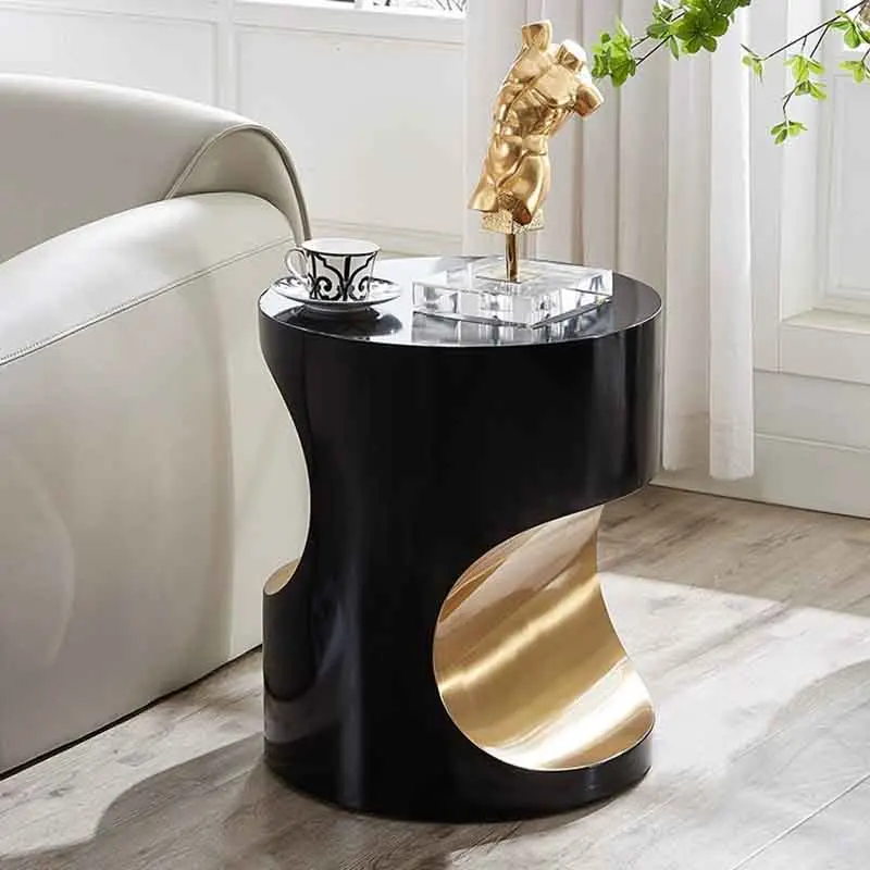 Luxury Stainless Steel Coffee Table Metal Cylindrical Tea Table Living Room Side Tables Bedroom Bedside Table Nordic Furniture