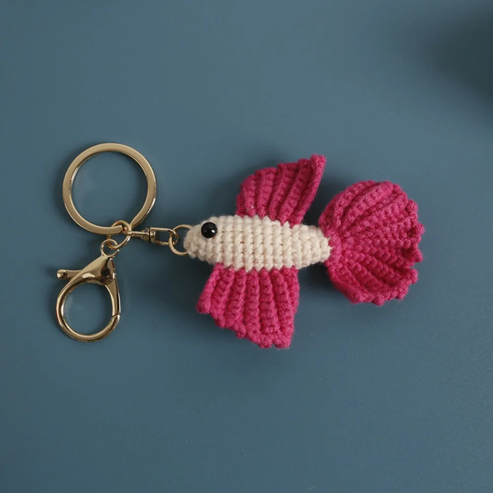 Ocean Series Crochet Keychain Animal Doll Dolphin Knitted Keyrings Handmaking Jellyfish Crochet Shark Doll Bag Charm