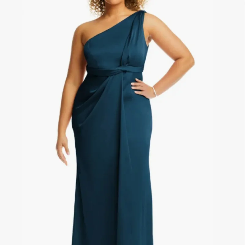 Plus Size European and American Foreign Trade One-Shoulder off-Shoulder Slim Long Party Dress Dress