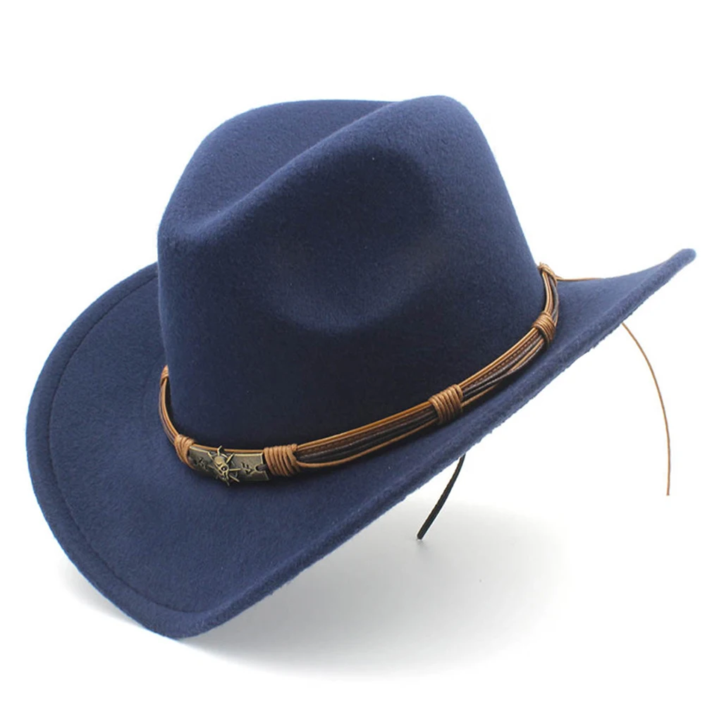 Damen Herren Cowboyhut Unisex Western Style Cowgirl Caps Fedoras mit handgefertigtem Hutband für Halloween Geburtstag Party Cosplay – Detail 7