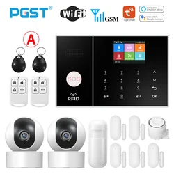 PGST Smart Life Alarm System for Home WIFI GSM Security Alarm Host with Door and Motion Sensor Tuya Smart App control work Alexa