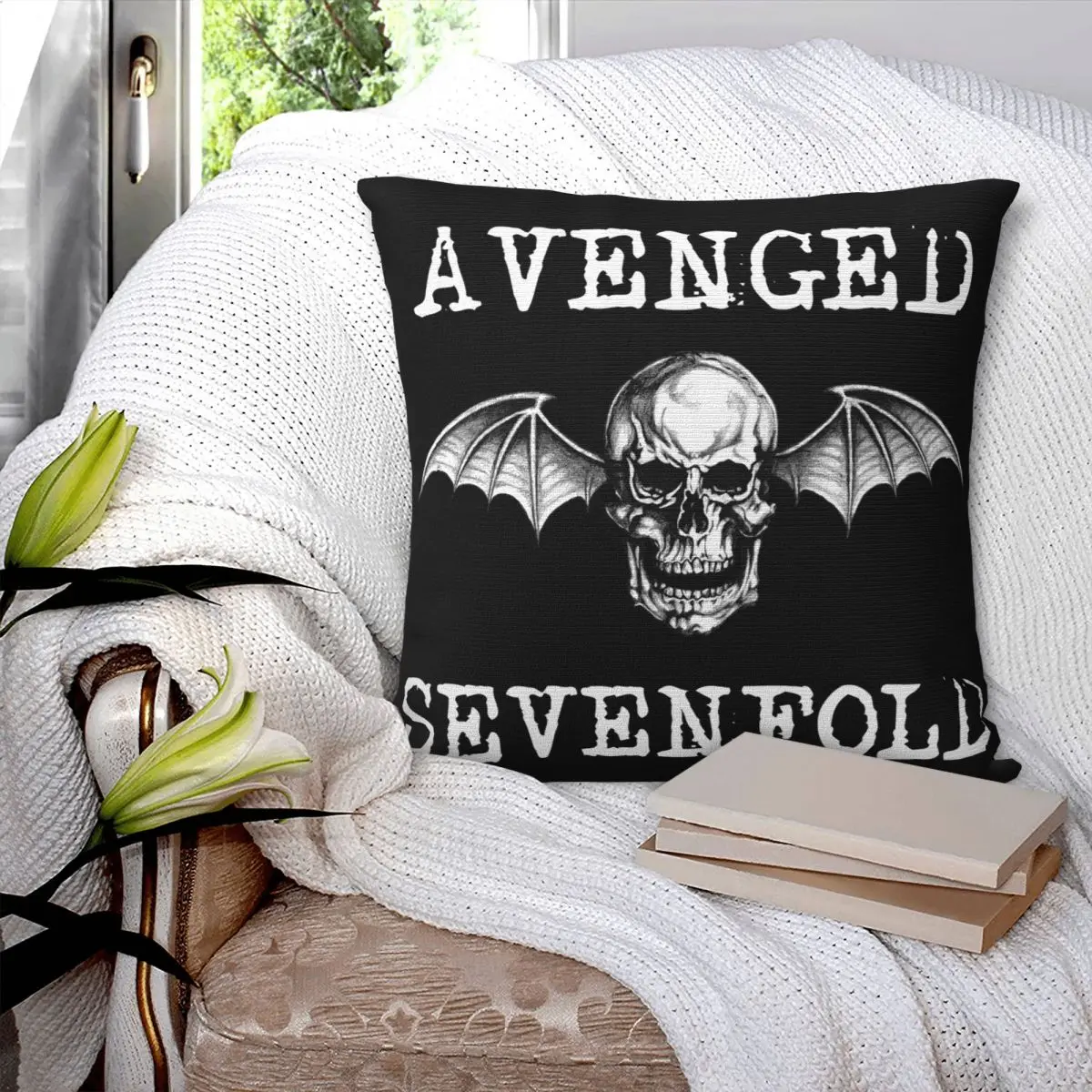 Avenged Sevenfold A7X Skull Bat Tech Pillowcase Cushion Luxury Throw Pillow Personalized Zippered Pillow Cases Customizable