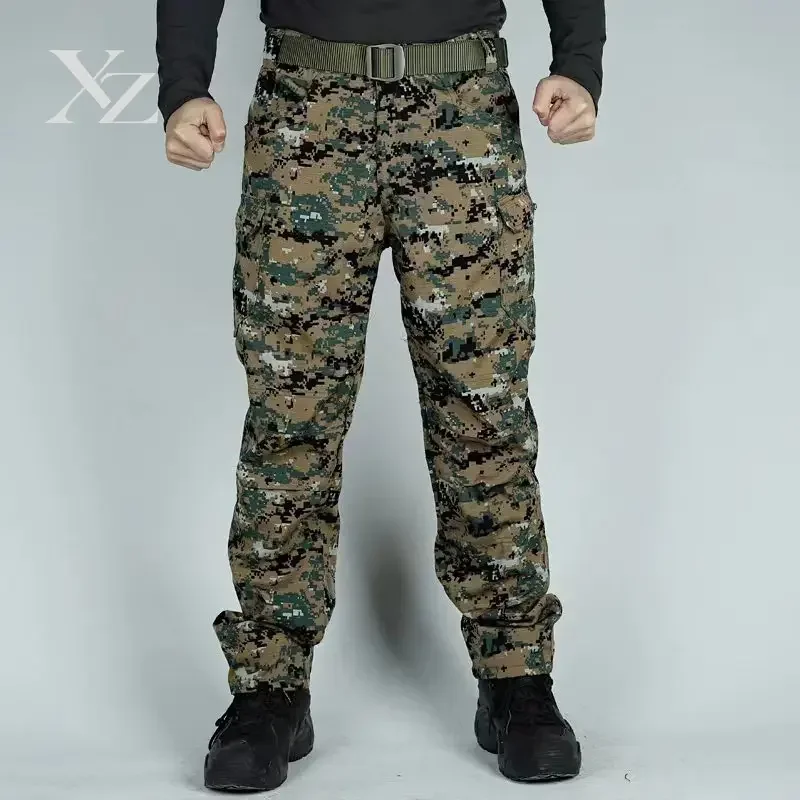 Men's Tactical Cargo Joggers Ripstop Outdoor Work Hiking Trousers Wide Leg Streetwear {}