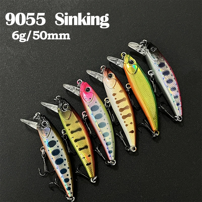 

Japanese Design Sinking Minnow Wobbling Fishing Lures 50mm 6g Stream Trout Artificial Hard Baits for Bass Perch Pike Equipment