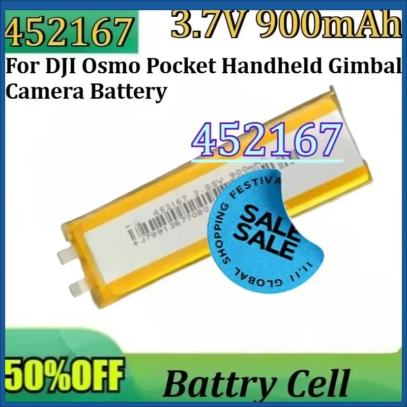 For DJI Osmo Pocket Handheld Gimbal Camera Battery New 3.85V 900mAh 452167 Li-Polymer Replacement Cell